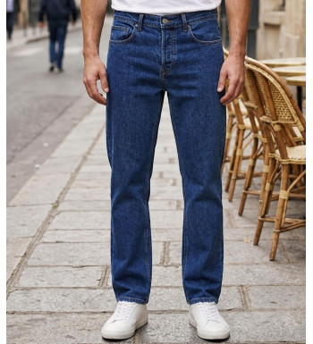 Jean 5 poches homme bleu stone 100% coton Challenger FALCONE1 coupe droite