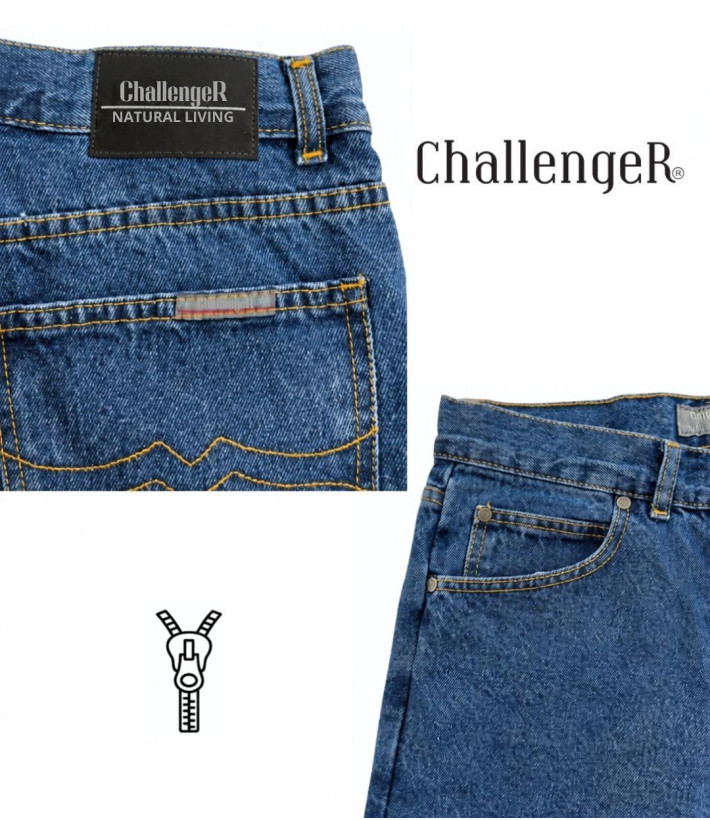 Challenger FALCONE1 — Jean 5 poches bleu stone 100% coton solide