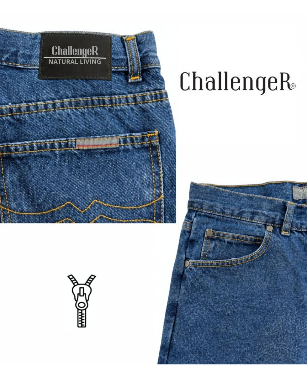 Challenger FALCONE1 — Jean 5 poches bleu stone 100% coton solide