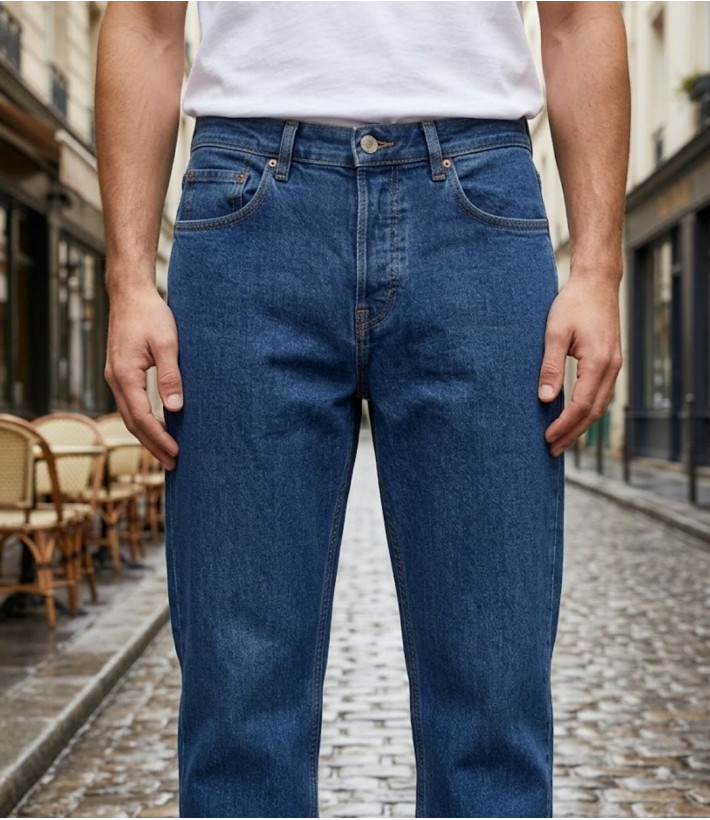 Challenger FALCONE1 — Jean 5 poches bleu stone 100% coton solide