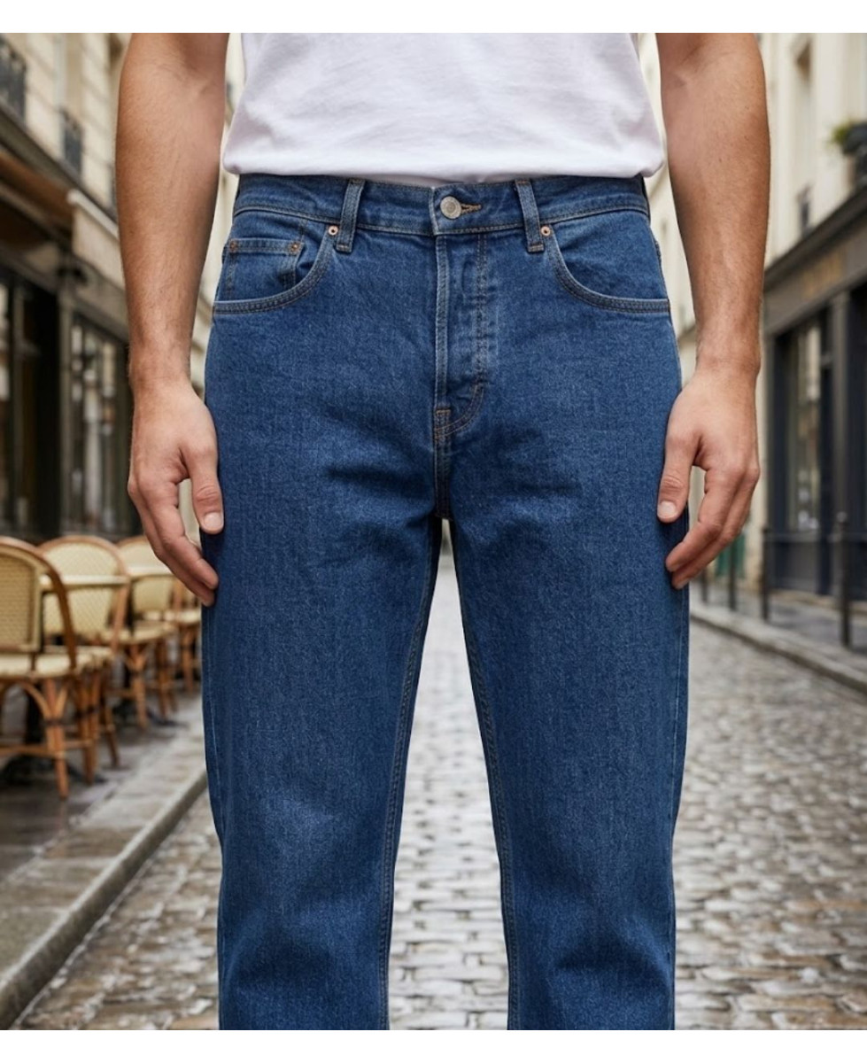 Challenger FALCONE1 — Jean 5 poches bleu stone 100% coton solide