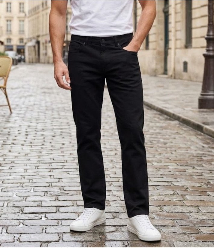 Jean 5 poches homme bleu denim 100% coton Mayflower MIAMI coupe droite