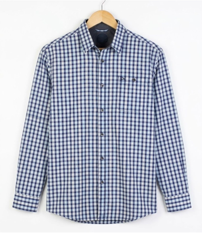 CHALLENGER TRATTORIA1 — Chemise bleu 100% coton confort