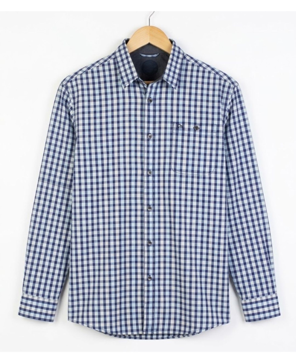 CHALLENGER TRATTORIA1 — Chemise bleu 100% coton confort