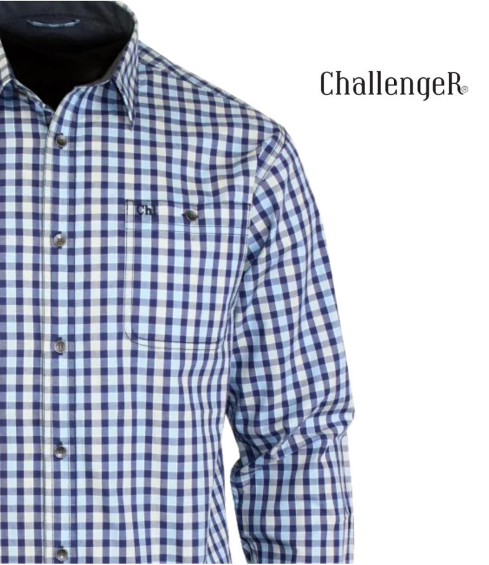 CHALLENGER TRATTORIA1 — Chemise bleu 100% coton confort