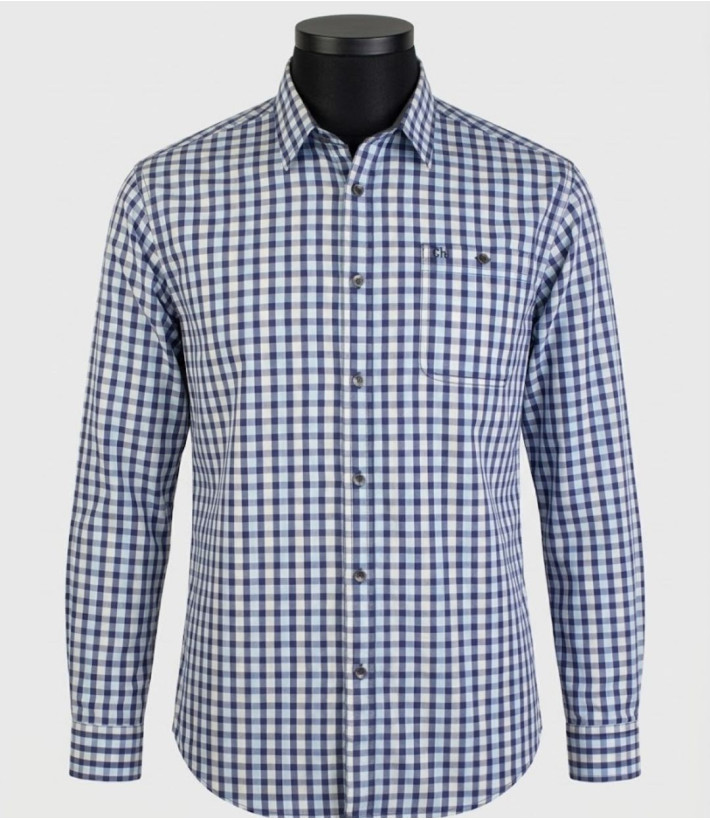 CHALLENGER TRATTORIA1 — Chemise bleu 100% coton confort