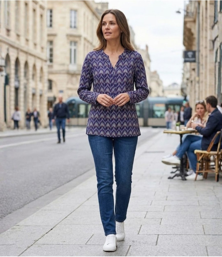 MAYFLOWER LE1808 — Chemisier imprimé fluide en viscose