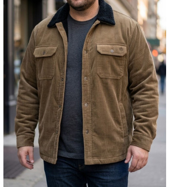 Challenger CURTIS1 Blouson velours côtelé doublé taupe