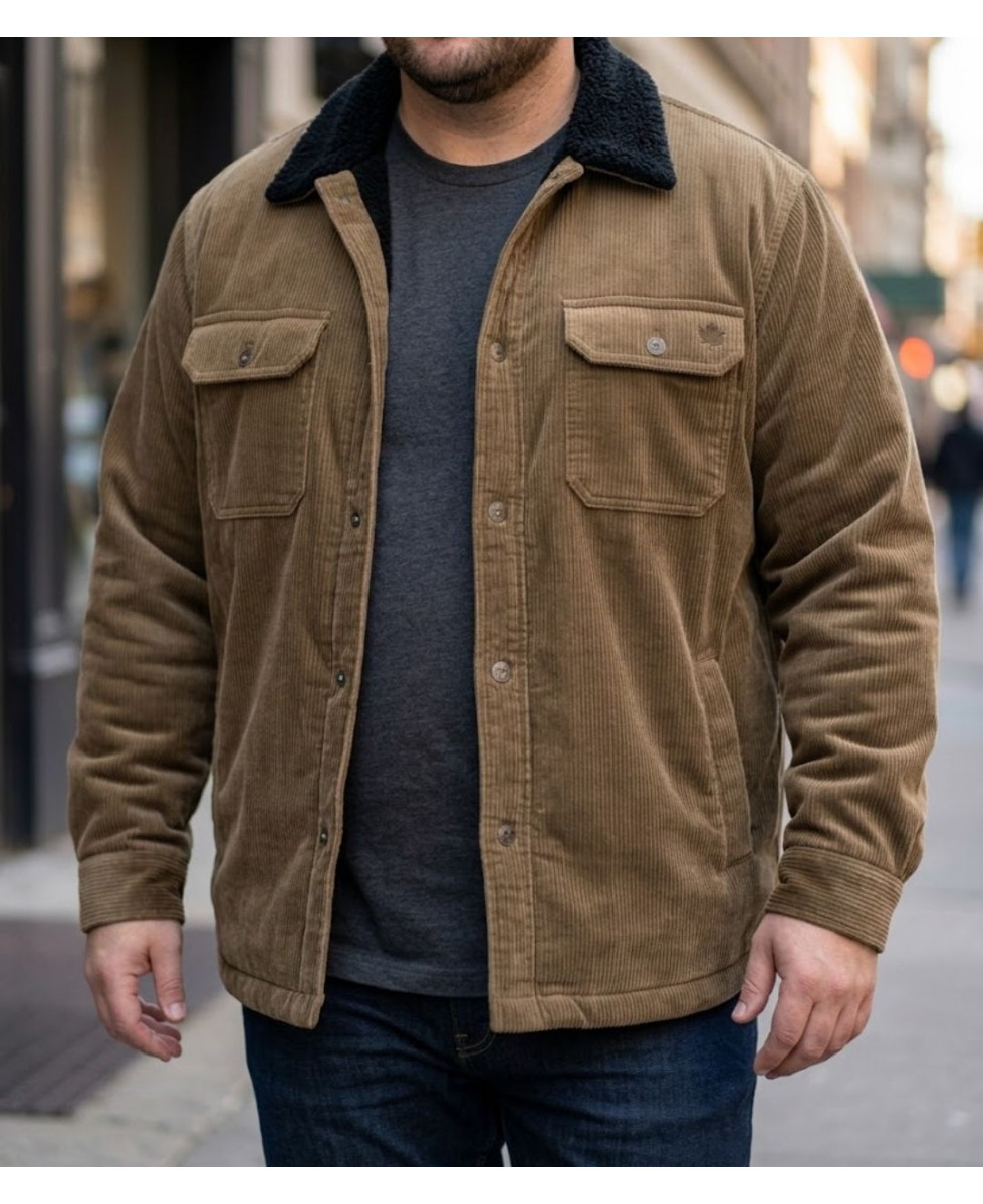 Challenger CURTIS1 Blouson velours côtelé doublé taupe