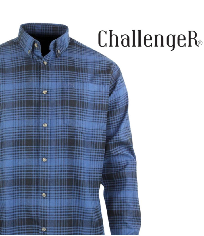 Challenger BACK — Chemise flanelle bleu pur coton