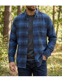 Chemise manches longues en flanelle bleu et noir Challenger BACK