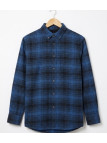 Challenger BACK — Chemise flanelle bleu pur coton