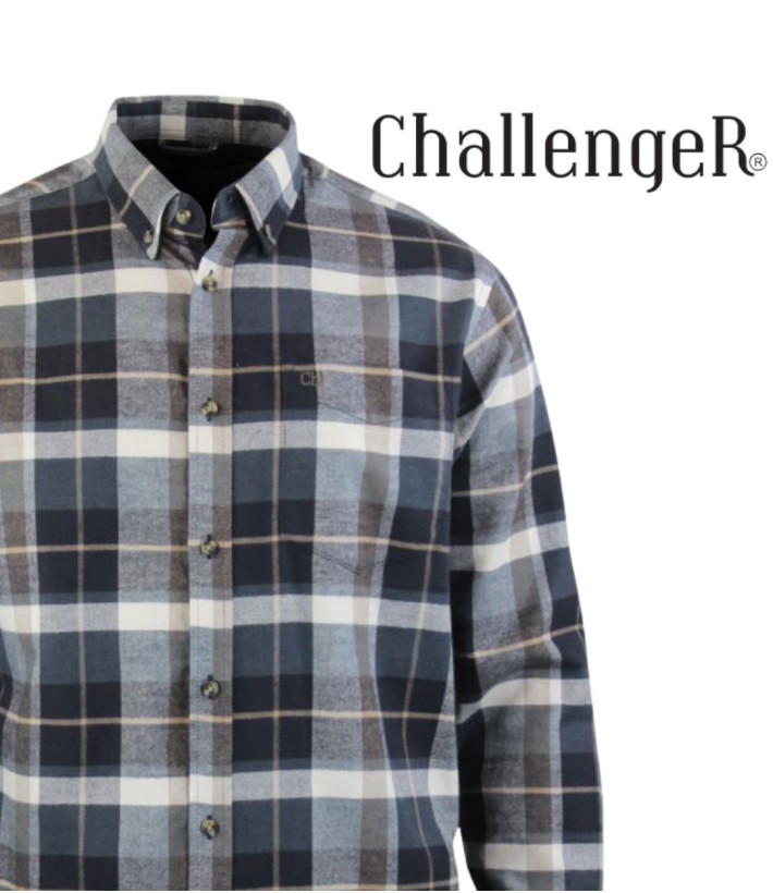 Challenger BAKOU — Chemise flanelle noir & beige