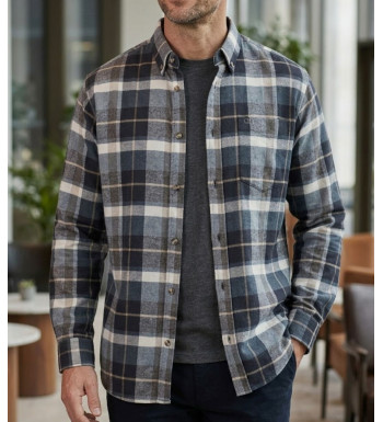 Challenger BAKOU Chemise manches longues flanelle noir et beige