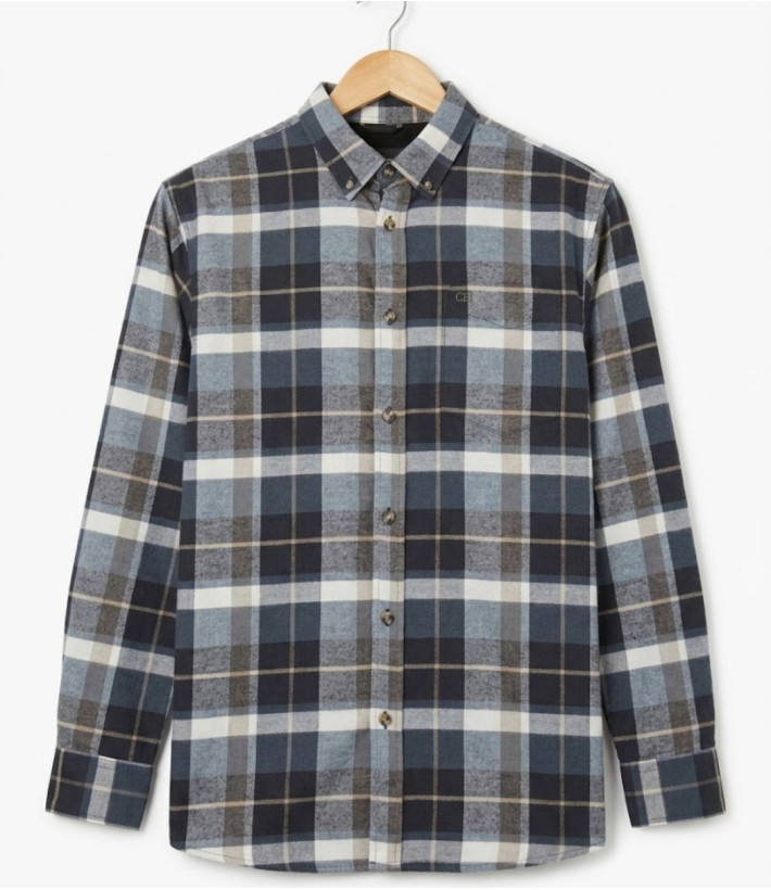 Challenger BAKOU — Chemise flanelle noir & beige