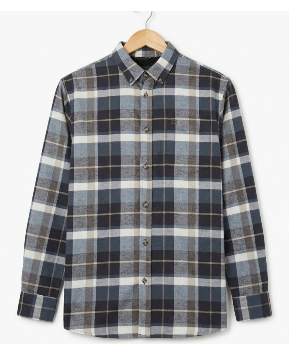 Challenger BAKOU — Chemise flanelle noir & beige