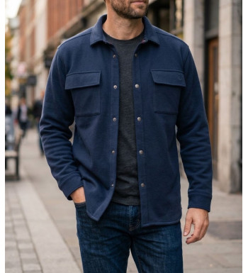 Challenger BASTIEN1 Surchemise molleton bleu marine