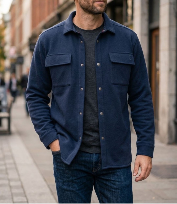 Challenger BASTIEN1 Surchemise molleton bleu marine