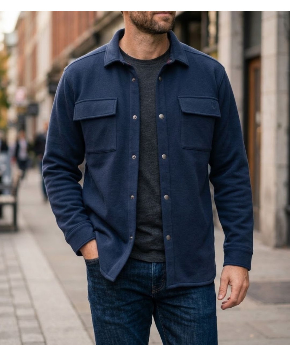 Challenger BASTIEN1 Surchemise molleton bleu marine