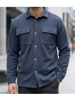 Challenger BASTIEN3 Veste surchemise molleton gris zippée