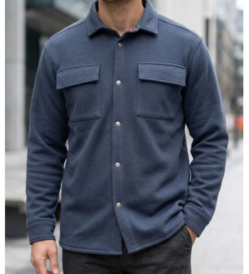 Challenger BASTIEN3 Veste surchemise molleton gris zippée
