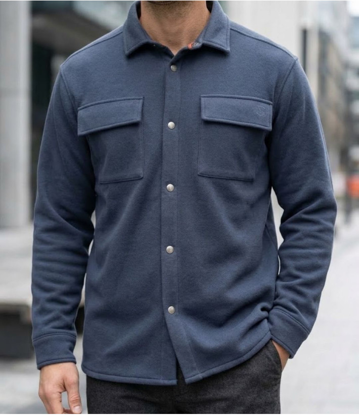 Challenger BASTIEN3 Veste surchemise molleton gris zippée