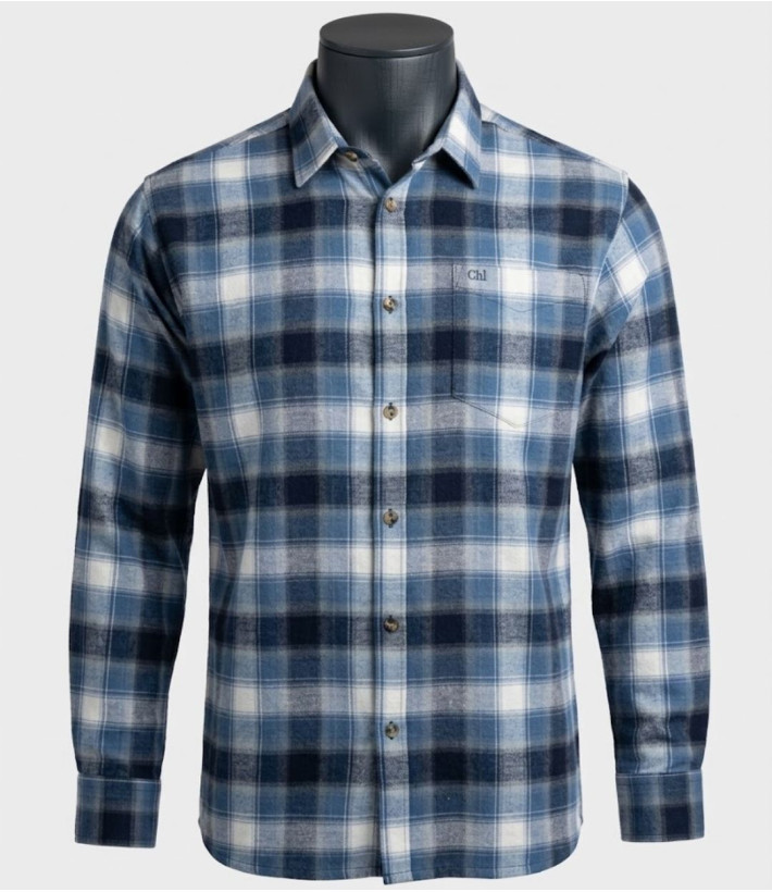 Challenger BOB — Chemise flanelle bleu/blanc