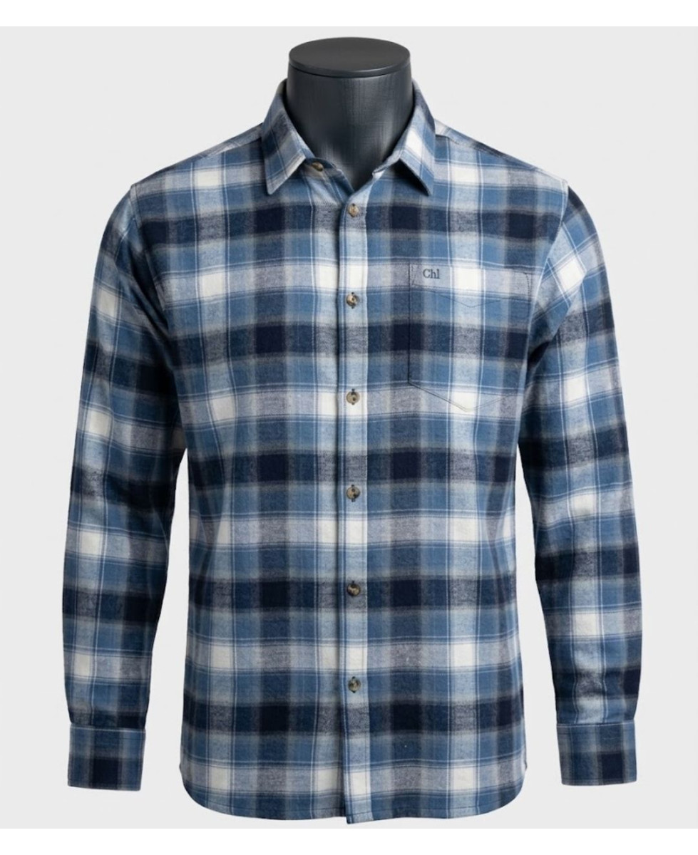 Challenger BOB — Chemise flanelle bleu/blanc
