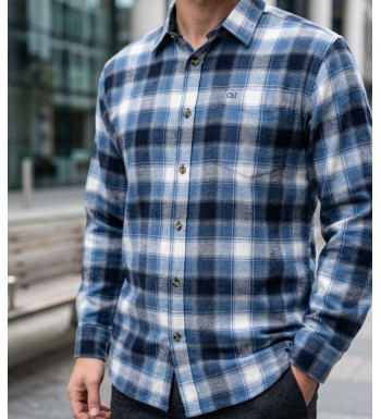 Challenger BOB Chemise manches longues flanelle carreaux bleu et blanc