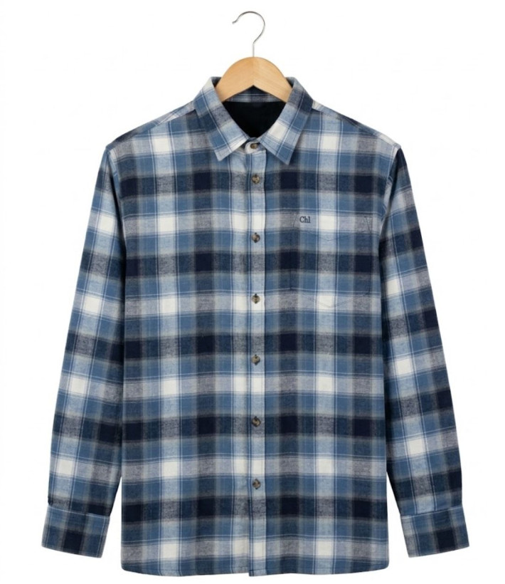 Challenger BOB — Chemise flanelle bleu/blanc