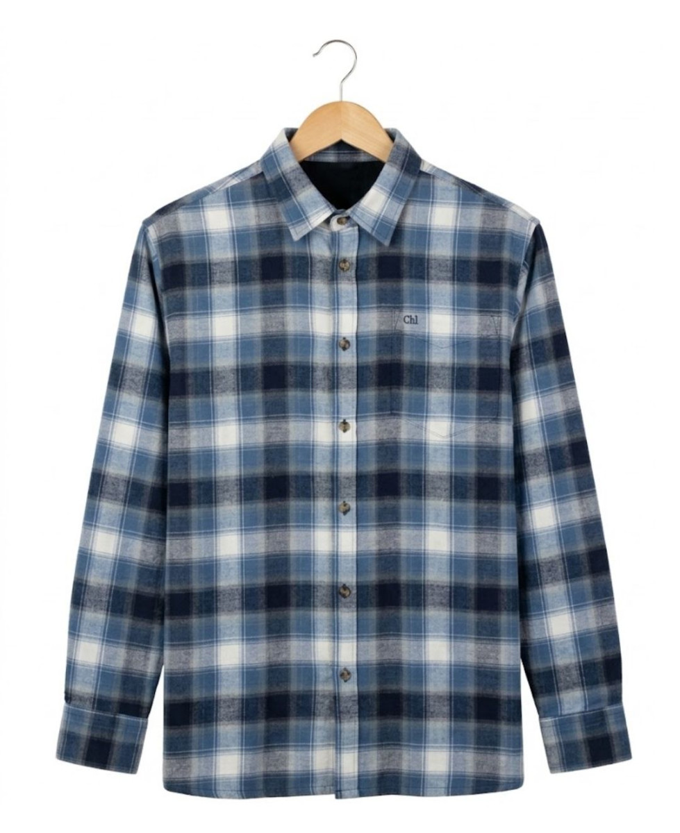 Challenger BOB — Chemise flanelle bleu/blanc