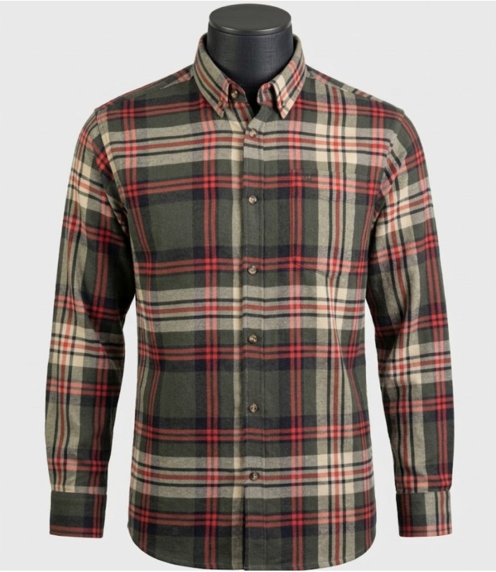 Challenger BRAZIL — Chemise flanelle vert/orange