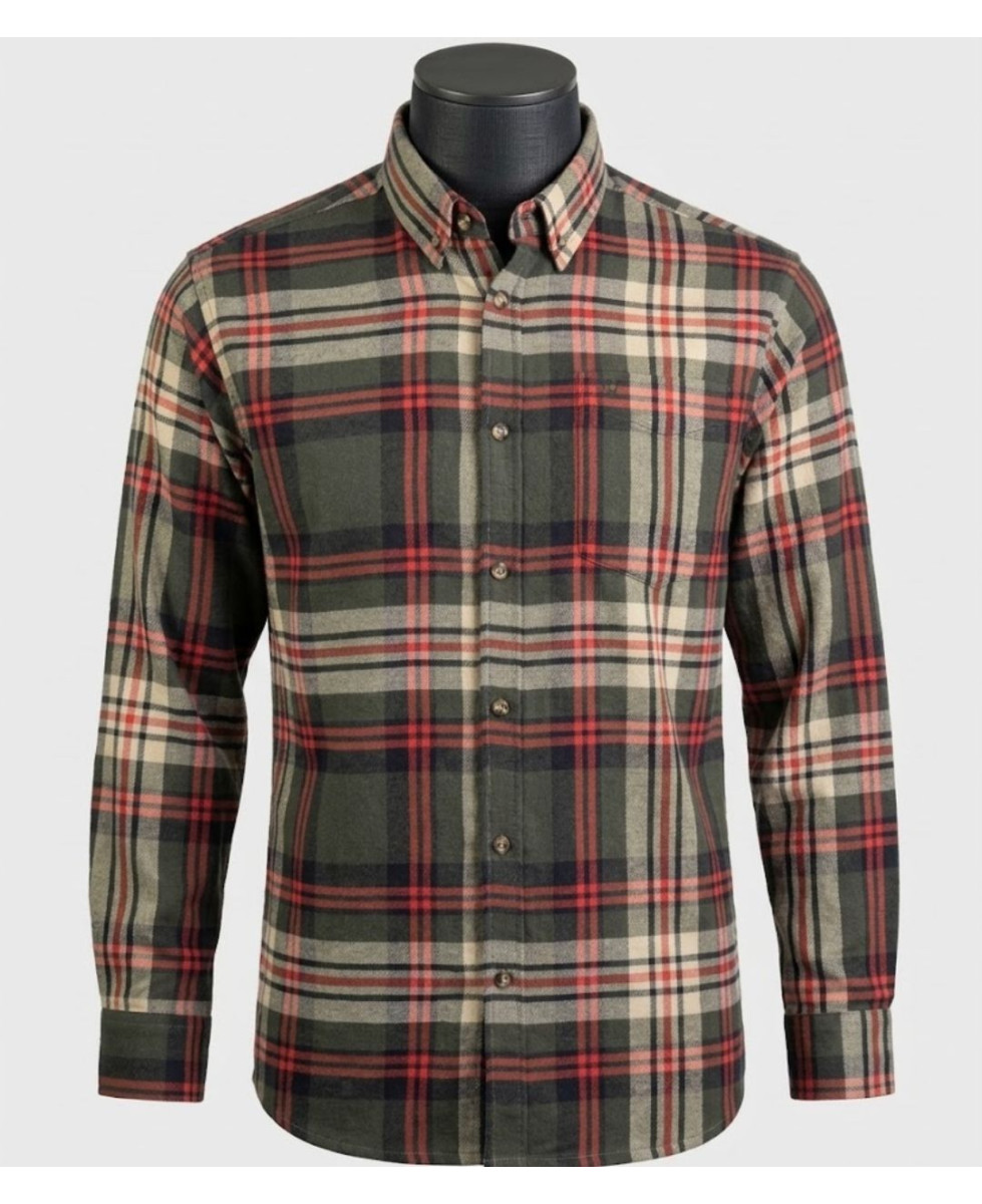 Challenger BRAZIL — Chemise flanelle vert/orange