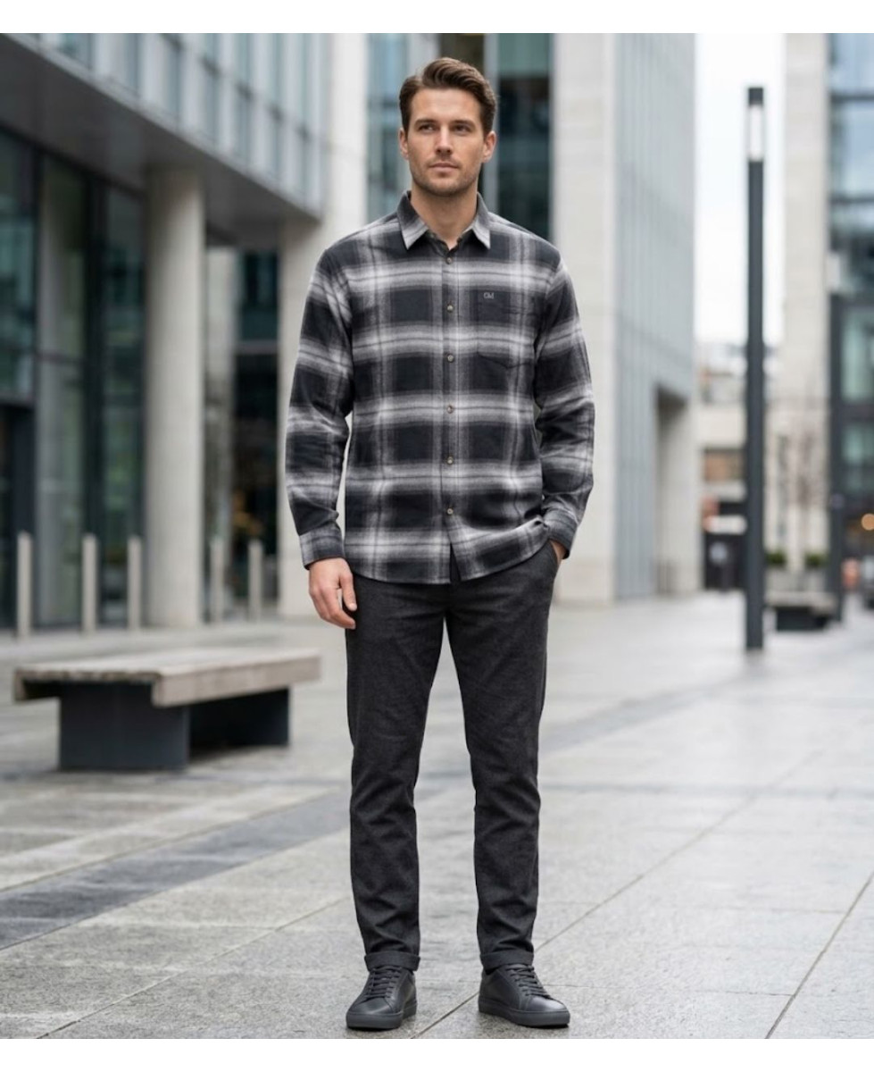 Challenger BRONX — Chemise flanelle noir/gris