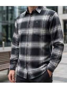 Challenger BRONX Chemise manches longues flanelle carreaux noir et gris