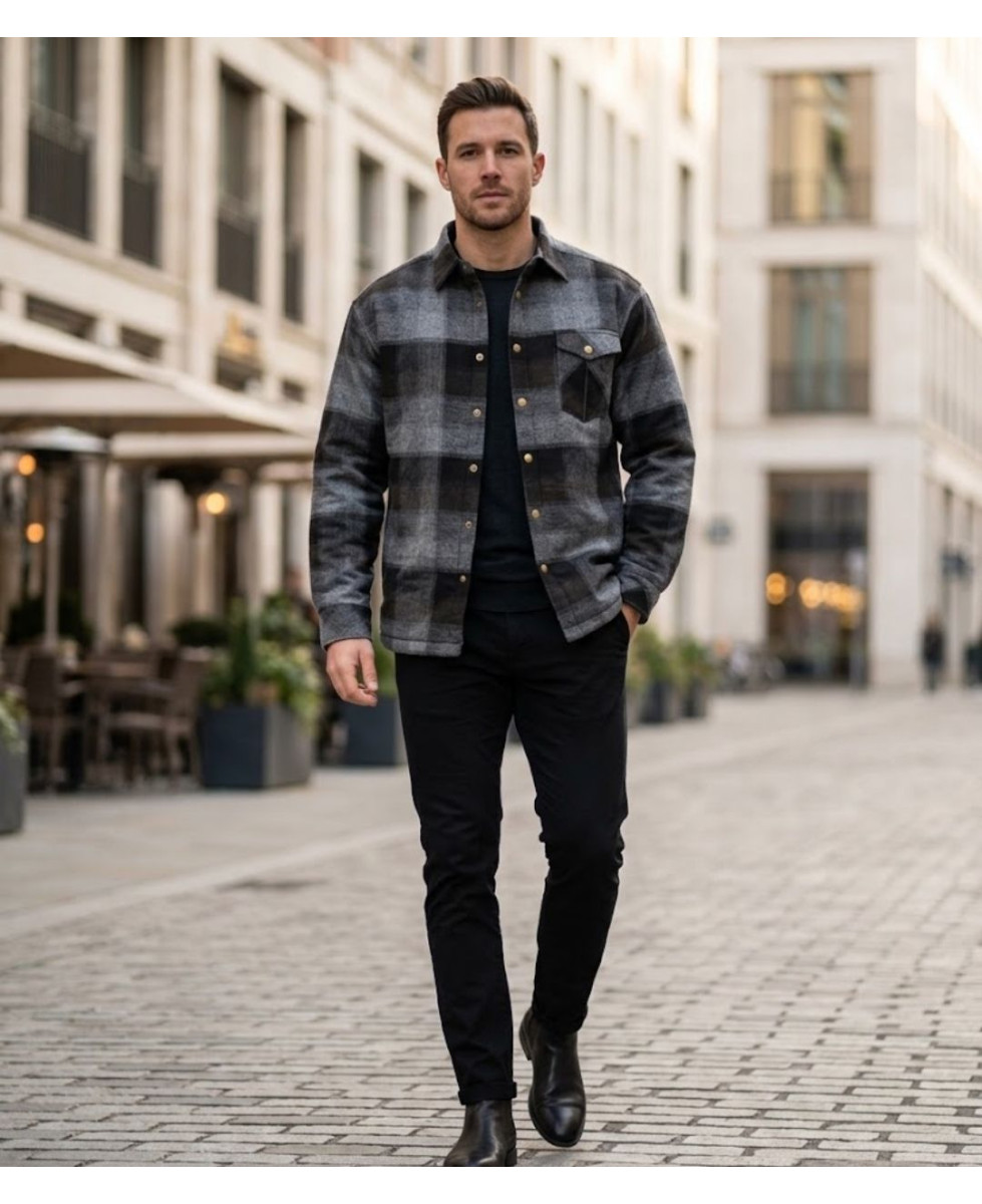 Challenger BRUNO7 — Surchemise flanelle doublée gris