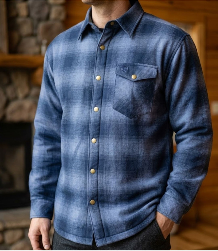 Challenger BRUNO11 Surchemise flanelle doublée mouton bleu