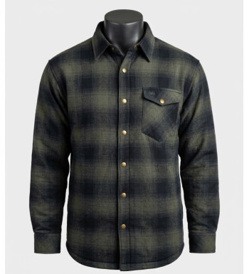 Surchemise flanelle doublée kaki/noir : la chaleur garantie au style authentique