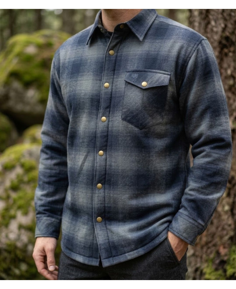 Challenger BRUNO12 Surchemise flanelle doublée mouton kaki noir