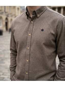 Challenger BUCAREST1 Chemise manches longues flanelle unie marron