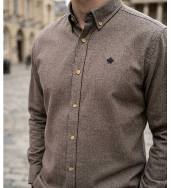 Challenger BUCAREST1 Chemise manches longues flanelle unie marron