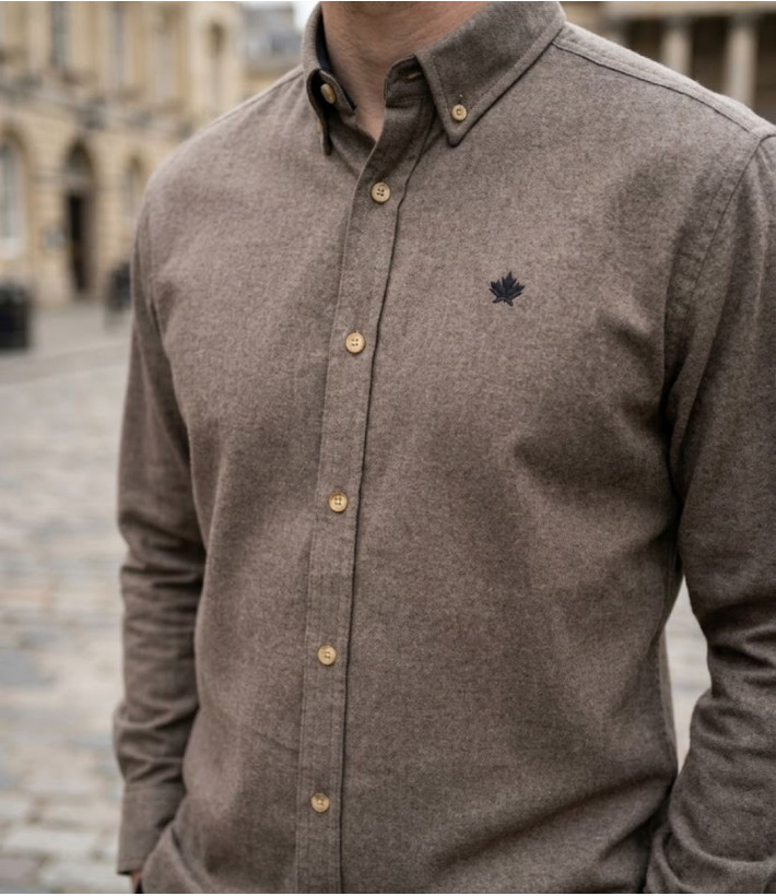 Challenger BUCAREST1 Chemise manches longues flanelle unie marron