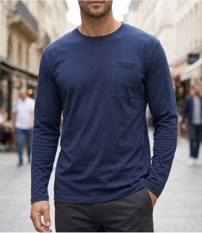 Challenger CORSAIRE6 Tee-shirt manches longues marine coton