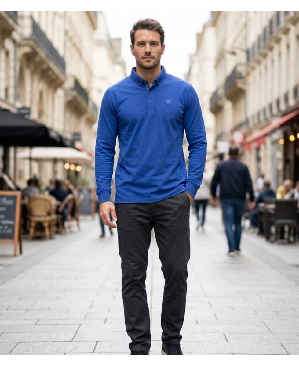 Challenger NATHAN1 — Polo manches longues bleu