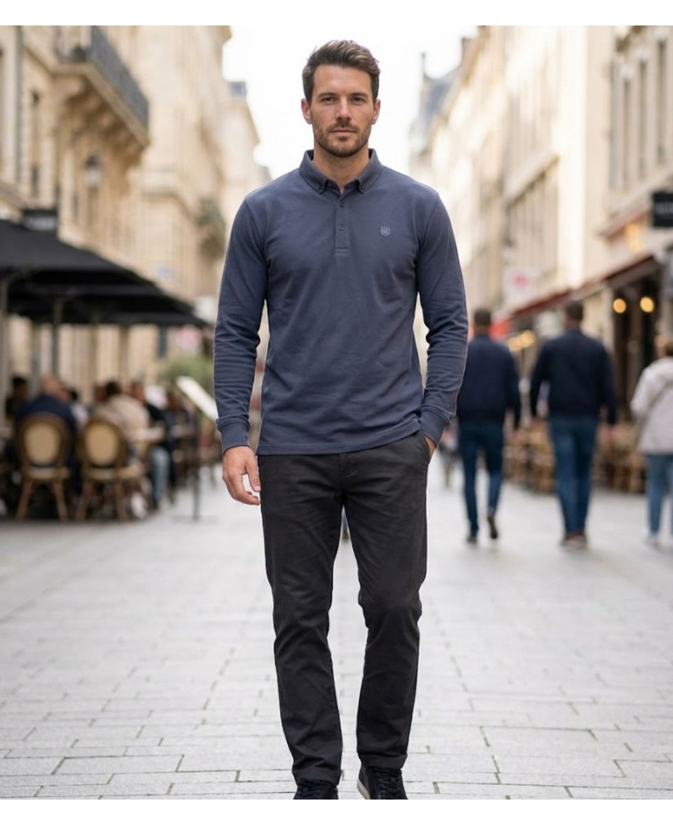 Challenger NATHAN2 — Polo manches longues gris