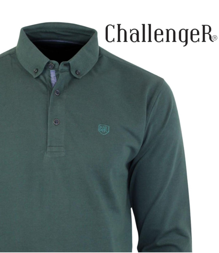 Challenger NATHAN3 — Polo manches longues vert foncé
