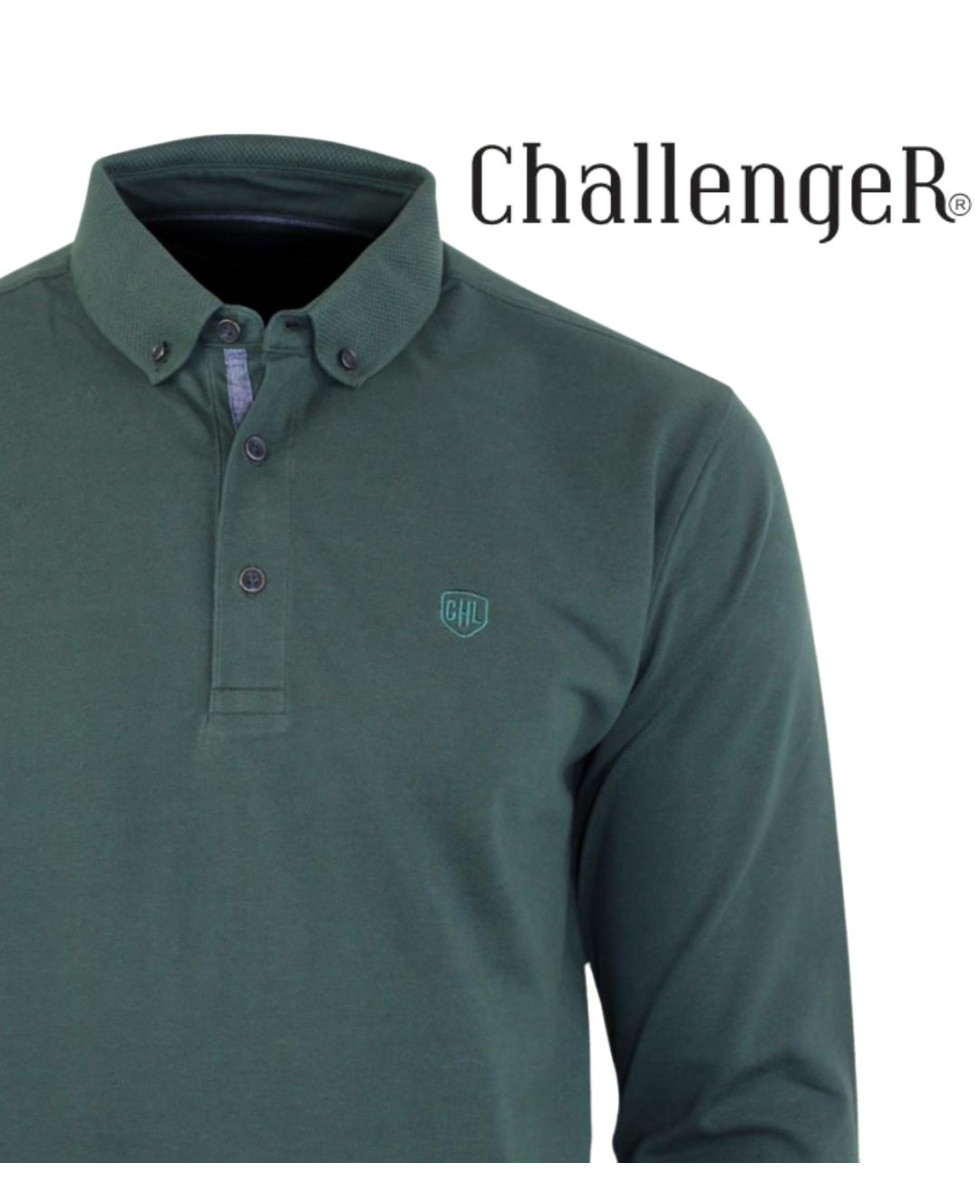 Challenger NATHAN3 — Polo manches longues vert foncé