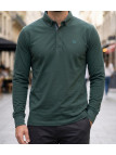 Challenger NATHAN3 Polo manches longues vert foncé en coton piqué