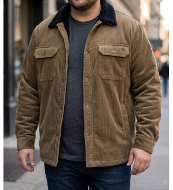 Challenger CURTIS1 Blouson velours côtelé doublé taupe