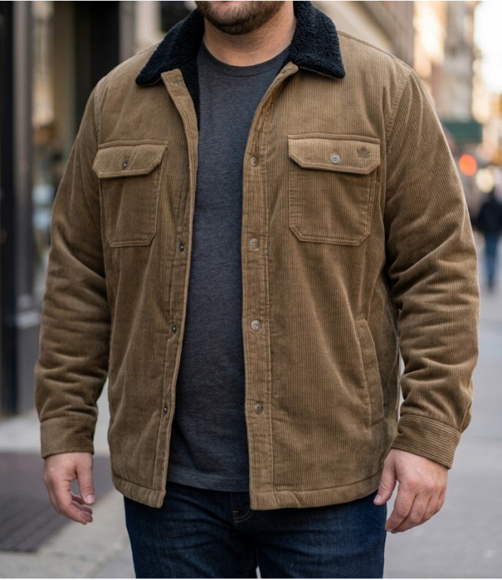 Challenger CURTIS1 Blouson velours côtelé doublé taupe